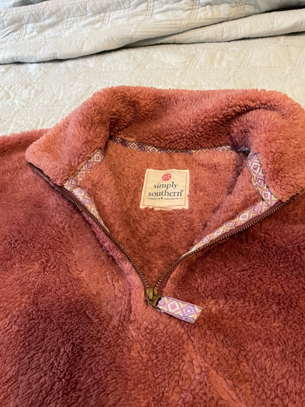 Simply Southern Plush Quarter-Zip in Rose Pink